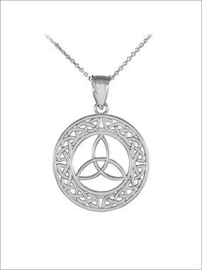925 Sterling Silver Round Trinity Knot Pendant Necklace 18" Rolo Chain
